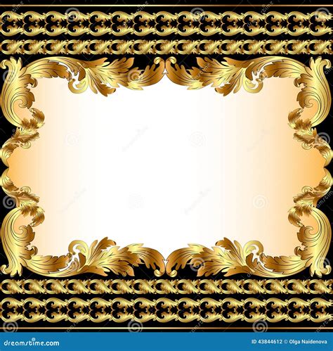 Vintage Background With Gold Pattern And Border Stock Vector