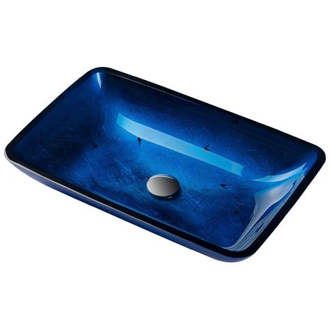 Kraus Rectangular Blue Glass Vessel Bathroom Sink 22 Inch
