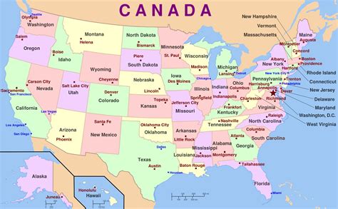 Mapa De Las Capitales De Los Estados Unidos