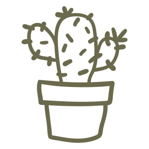 Cactus In A Pot Stroke Transparent Png And Svg Vector File