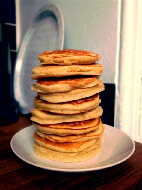 Stack Of Fluffy American Pancakes Bbc Recipe As Made By Me Used Self