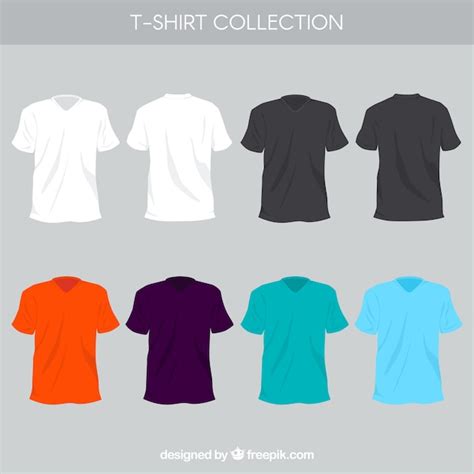 2d Coleção De Camisetas Em Cores Diferentes Vetor Premium