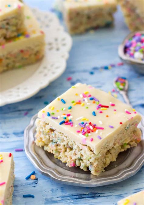 Cake Batter Rice Krispie Treats Sugar Spun Run