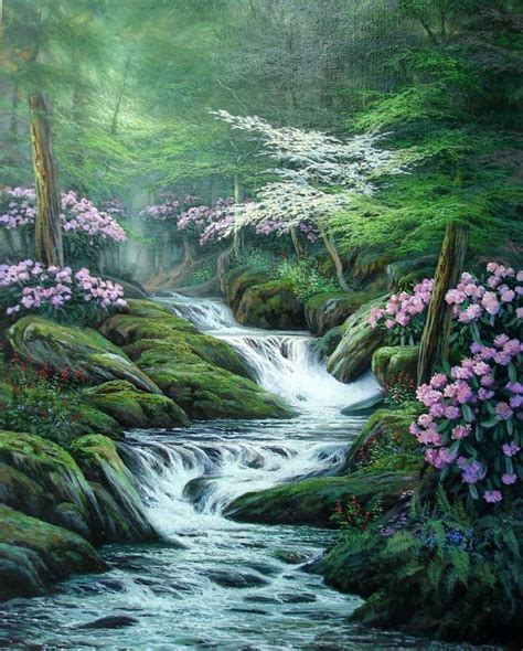Oil Painting Waterfall Landscape Paintings Waterfall Paintings