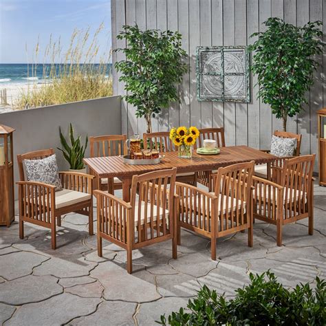 Outdoor 8 Seater Expandable Acacia Wood Dining Set Nh186903 Noble