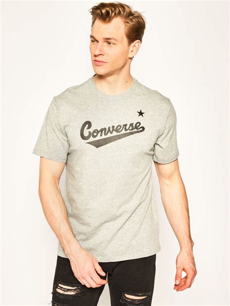 Converse T Shirt Center Front Logo 10018235 A04 Szary Regular Fit