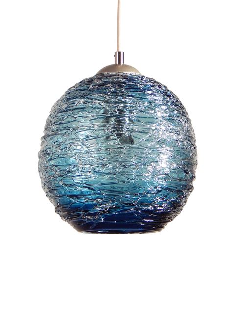 Steel Blue Spun Glass Globe Pendant Light Blown Glass Pendant Glass Pendant Light Cluster