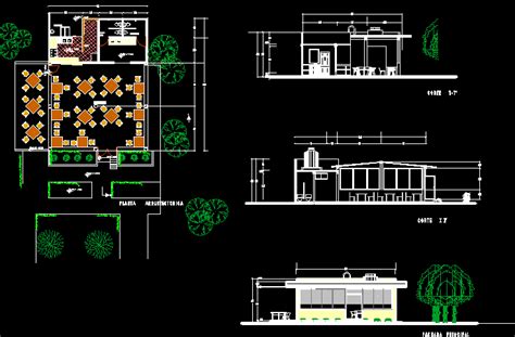 cafeteria dwg section  autocad designs cad
