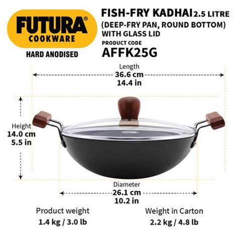 Buy Hawkins Futura Hard Anodised Deep Fry Pan Flat Bottom 25 Cm 3