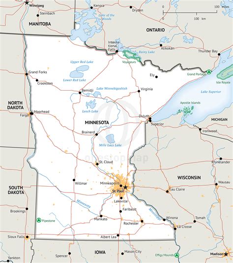 Political Map Of Minnesota Map Vector
