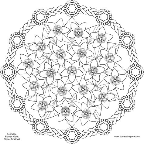 You're never too old to color! February Birthstone and Flower Mandala | Mandala coloring ...