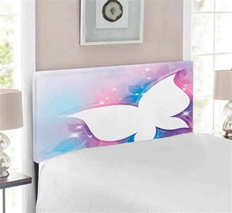 Ambesonne Butterfly Headboard Abstract Floral White Butterfly Silhouette On A Spring Meadow