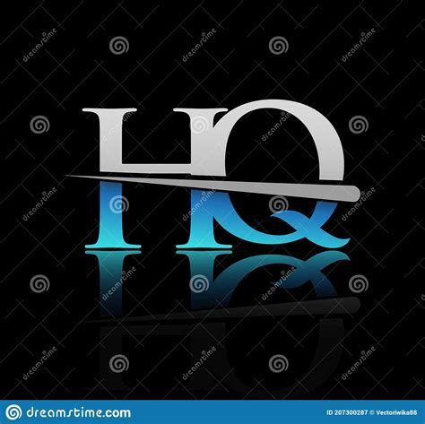 Initial Logotype Letter Hq Company Name Colored Blue And Silver Swoosh