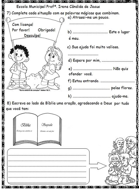 Educar para Transformar Atividade de Religião º ano