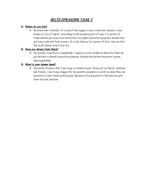 Ielts Speaking Task 1 And Answers