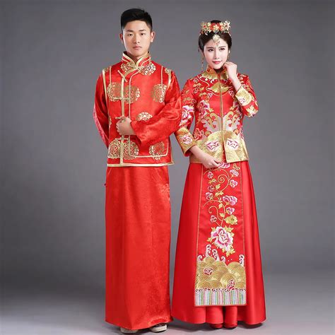Chinese Traditional Bride Clothing Pratensis Style Wedding Dress Female