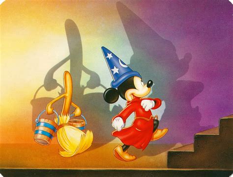My Favorite Disney Postcards Fantasia Mickey And Broom