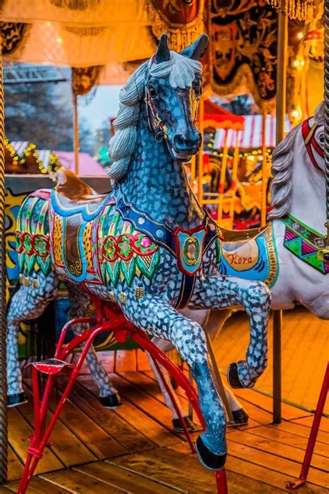 Carousel Horses On A Carnival Merry Go Stock Image Colourbox