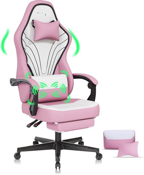 Sitmod Pink Gaming Chair With Massage Lumbar Support Office Chair