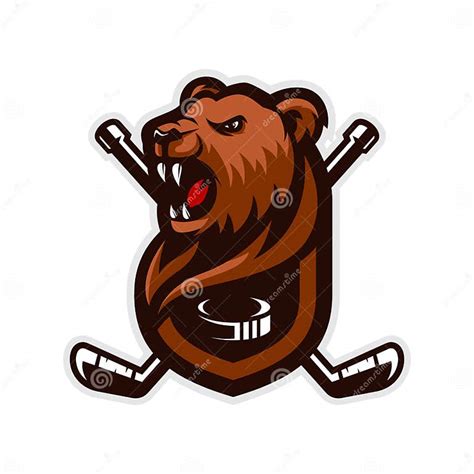Bear Head Mascot Logo For The Hockey Team Logo Stock Vector