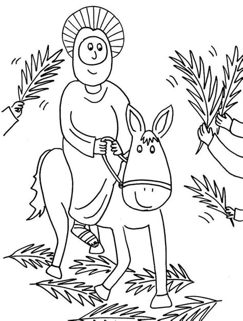 Cartoon Of Jesus Rode A Donkey In Palm Sunday Coloring Page Color Luna