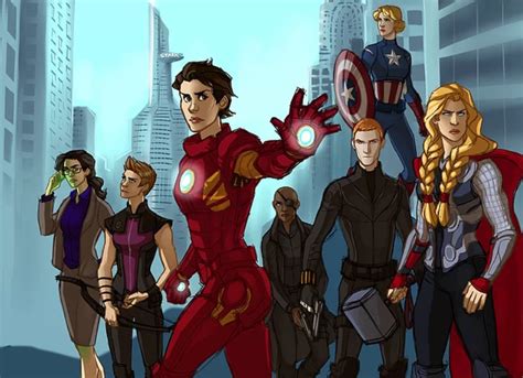 Gender Bending Avengers Fan Art Is Sassy And Great Avengers Fan Art Avengers Hawkeye Avengers