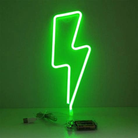 Lightning Bolt Led Neon Sign Thunder Shaped Soft Night Light Etsy