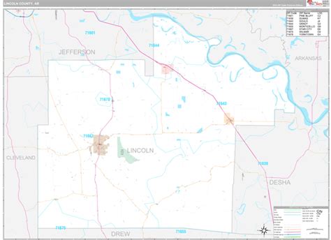 Lincoln County Ar Wall Map Premium Style By Marketmaps Mapsales