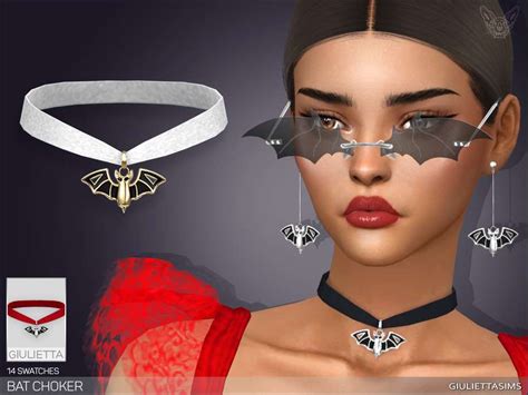 Чокер Bat Velvet Аксессуары Моды для Sims 4