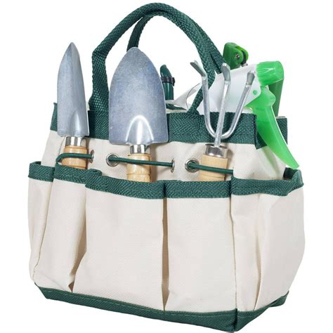 7 Piece Gardening Tool Set Mini Planting And Repotting Kit And Carrying Tote Bag Organizer For