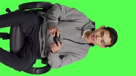 Front View Of Young Gamer Playing Videogames Stock Footage Video Of