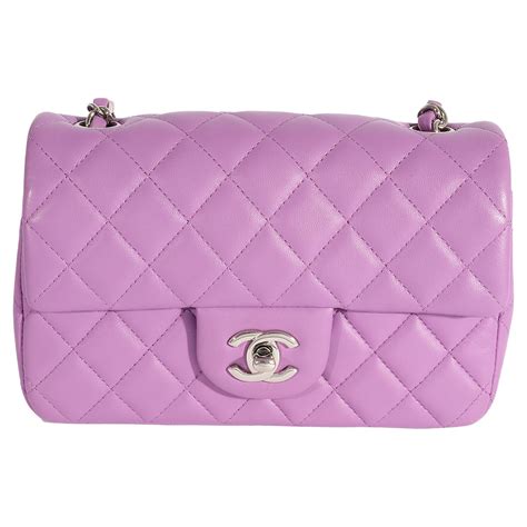 Chanel Mini Rectangular Flap Bag With Top Handle Chain Light Purple For