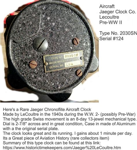 Aircraft Clock Jaeger Pre Ww2 Or Ww2 Lecoultre Type 2030sn Rare 8 Day