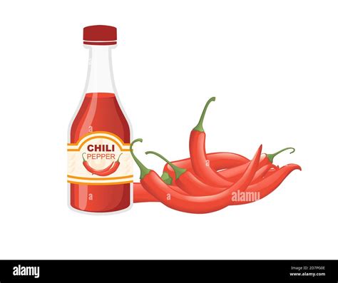 Extreme Hot Chili Pepper Sauce Spicy Ingredient For Food Flat Vector Illustration On White