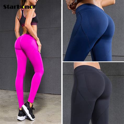 starhonor sexy hips yoga pants sports quick dry tights fitness running trousers gym slim
