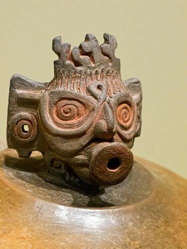 Closeup Up Figure On The Lid Of Tripod Vessel Maya Ceramic 600 900 Ce
