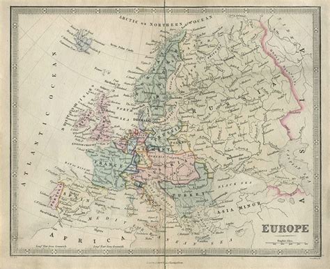 Old And Antique Prints And Maps Europe Map 1850 Europe Antique Maps