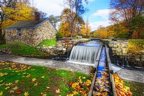 Fall Scenic View Stone House With A Creek Photograph By George Oze