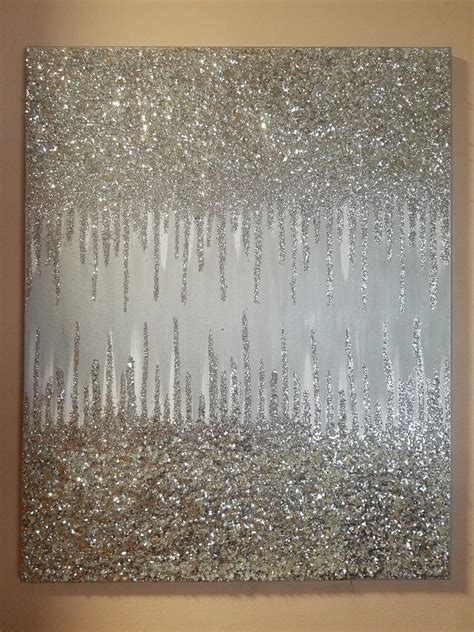 Original Silver Waterfall Abstract Glitter Art Glitter Wall Art