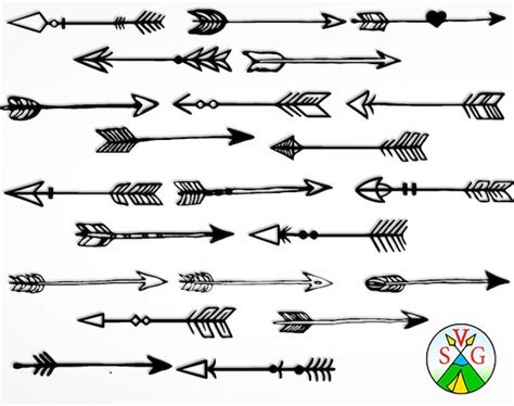 Arrows Svg File Hand Drawn Arrow Svg Tribal Arrows Svg Boho Arrow