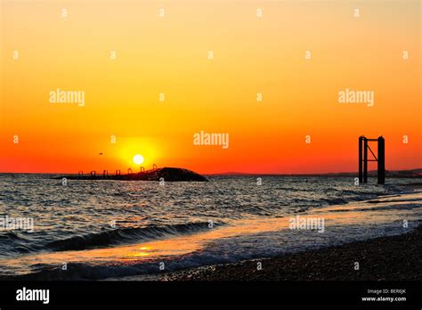 Brighton West Pier Beach And Sunset Sussex England Stock Photo Alamy
