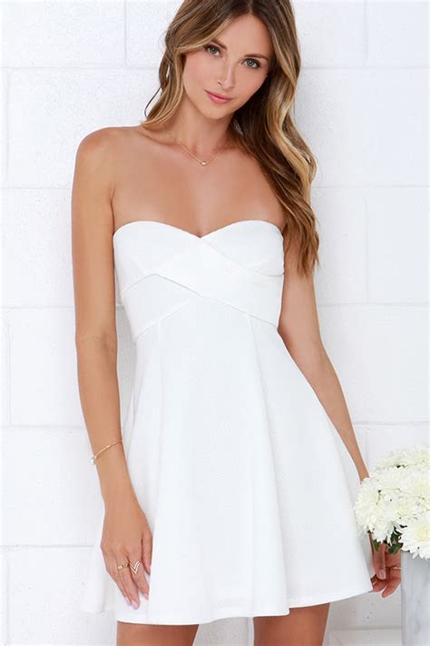 Cute Ivory Dress Strapless Dress Skater Dress White Dress 48 00