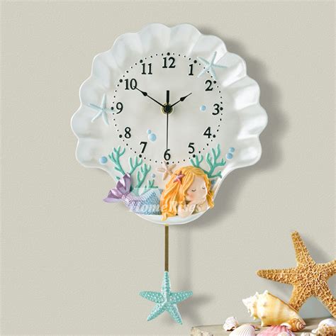 Beach Themed Wall Clocks Pendulum Personalized Nautical Kids Cute