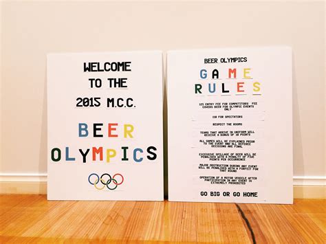 Beer Olympics Welcome Board Rule Board Beer Olympic Beer Olympics