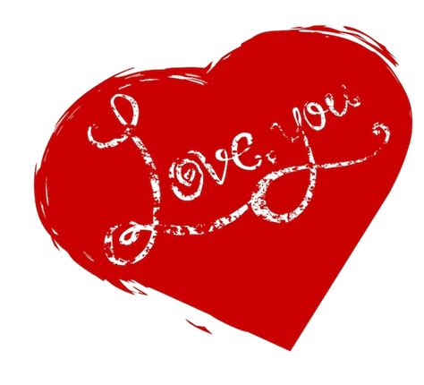 Premium Vector Calligraphic Grunge Inscription Handwritten I Love You In Red Heart Vector