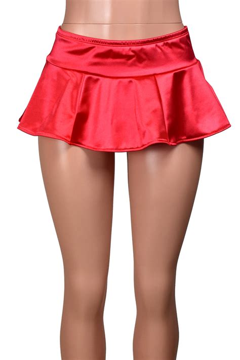 red stretch satin micro mini skirt spandex plus size lingerie deranged designs