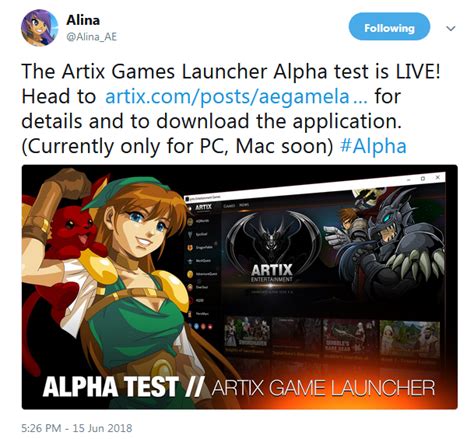 Artix Game Launcher Alpha test LIVE! You can download the PC version