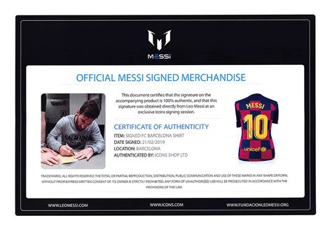 Lionel Messi Signed Barcelona Nike Jersey Inscribed Leo Icons Coa