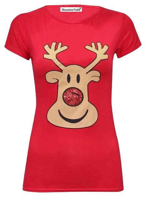 New Ladies Novelty Xmas T Shirts Christmas Short Sleeve Tops 8 14 Ebay