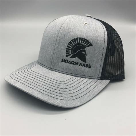 Black Heather Grey Richardson 112 Trucker Hat With Custom Molon Labe